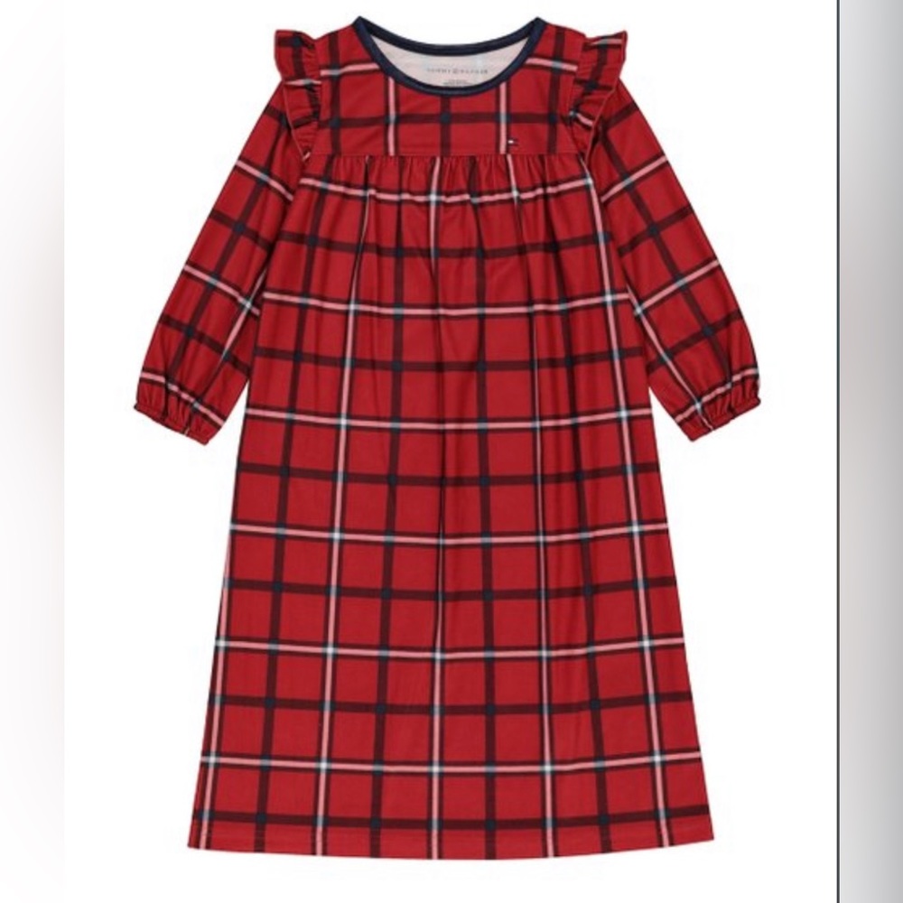 Tommy Hilfiger | Scarlet & Sage Plaid Angle-Sleeve Nightgown